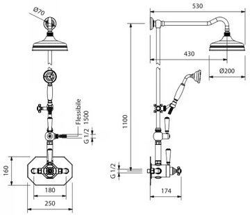 HOPKINS - Wall-mounted thermostatic shower panel with diverter by Park Avenue - view 3